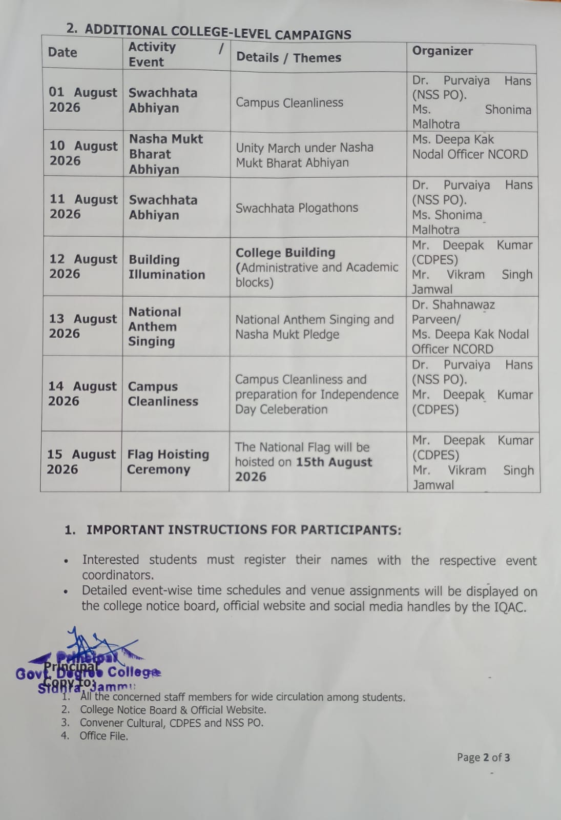 'Schedule of Activities for the 80th National Independence Day Celebration'